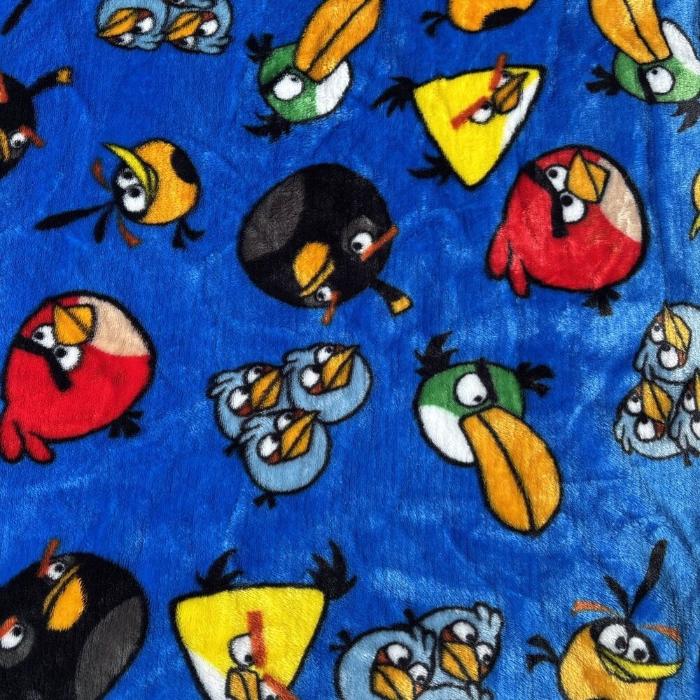 2009-2014 Angry Birds Blue Fleece Flannel Fabric Piece ROVIO 12' x 4' Cartoon